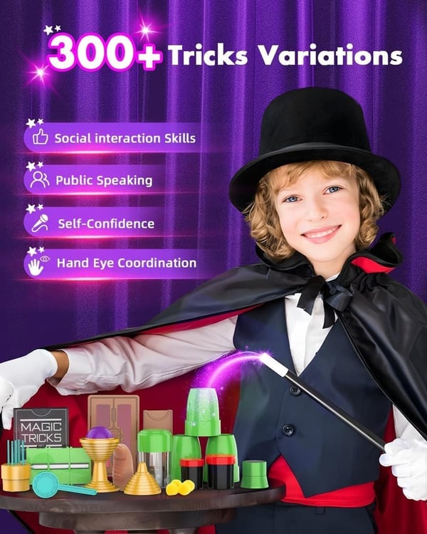 Kids' Magic Kit with 300+ Tricks & Wand – Ages 6-12