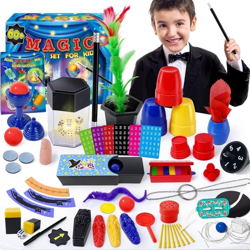Magic Kit - 60 Tricks for Kids Ages 6-12, Fun Gift Set