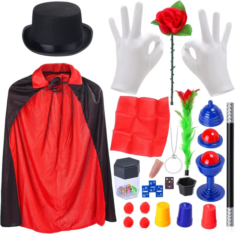 Kids' Magician Costume Set with Hat, Cape, Wand & Gloves