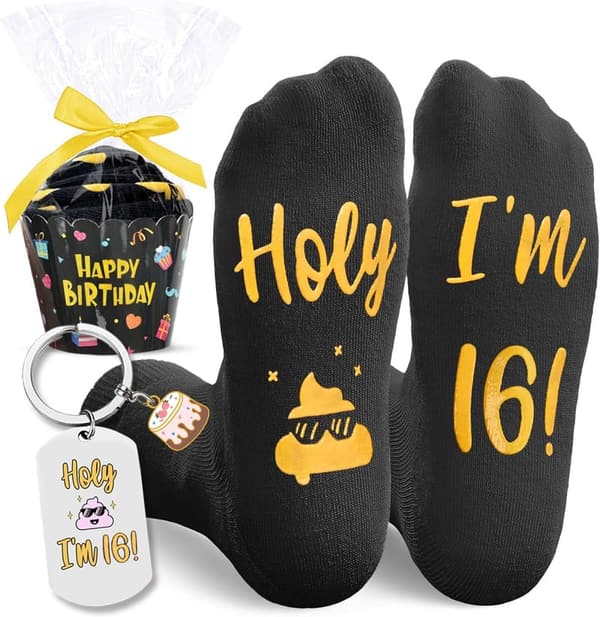 Birthday Gift Socks for Teens with Keychain