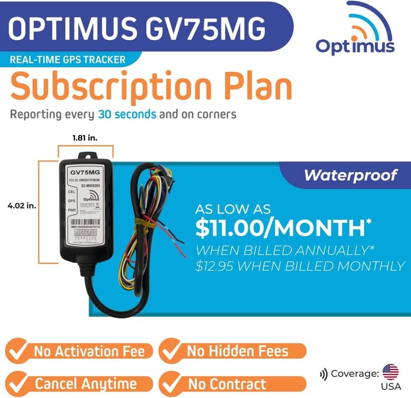 Optimus GV75MG Waterproof GPS Tracker for Motorcycles & Assets