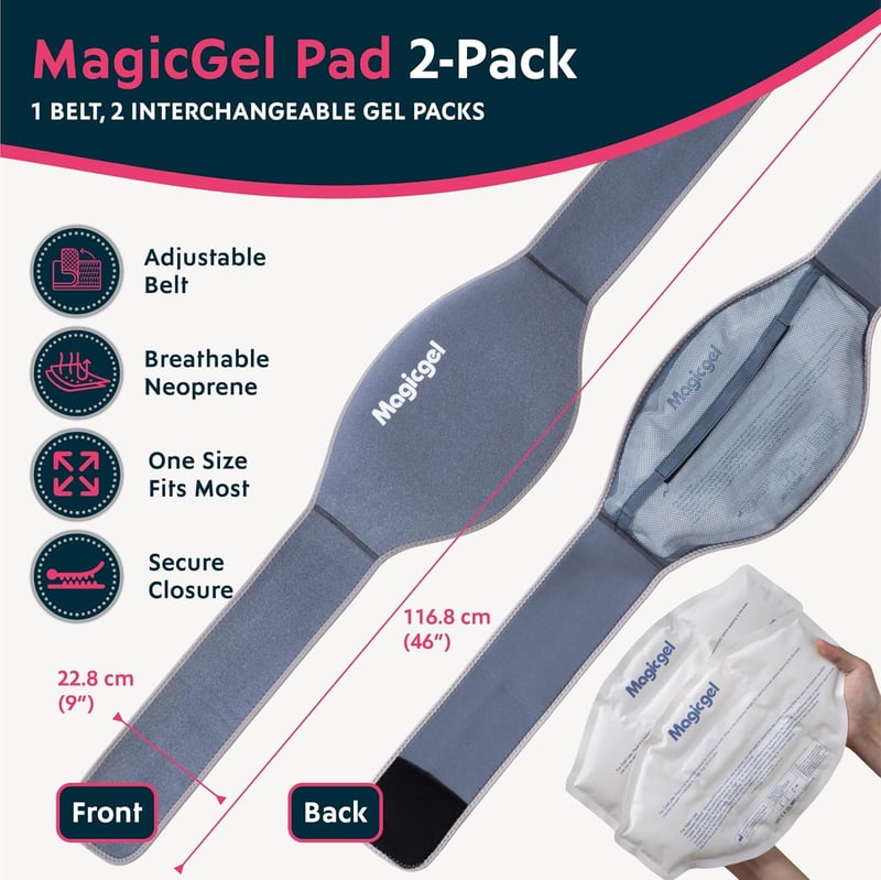 Back Pain Relief Gel Ice Pack - Reusable Hot/Cold Wrap (2 Pack)