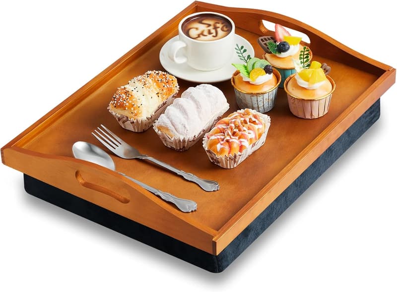 Bamboo Lap Tray with Detachable Pillow for Adults