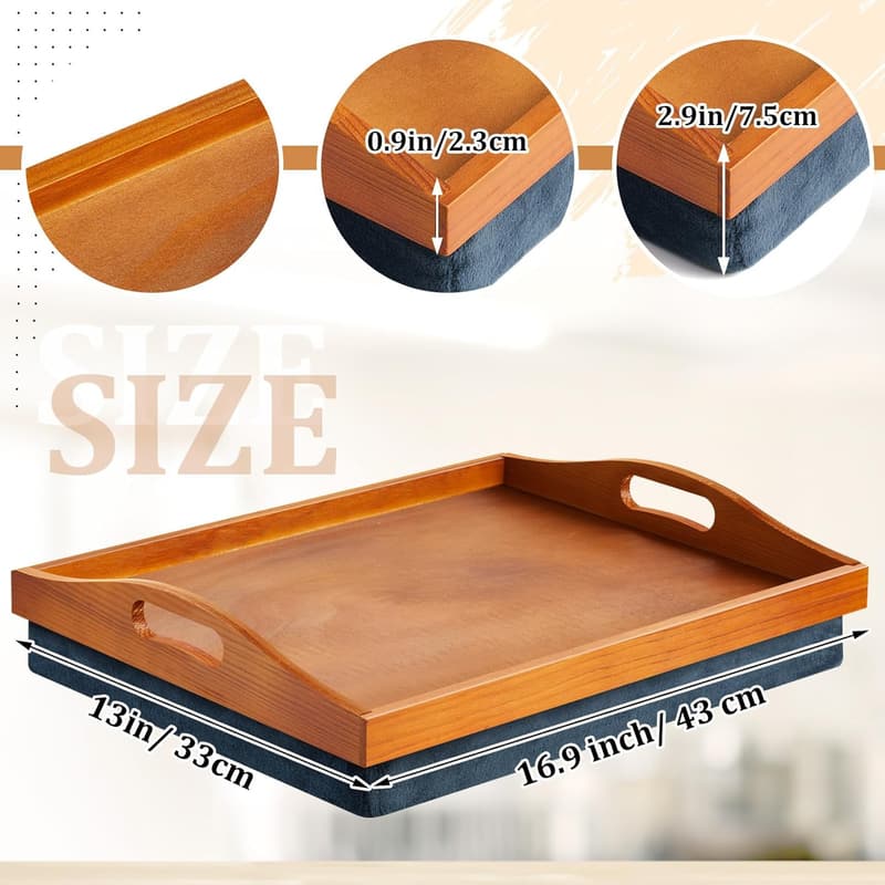 Bamboo Lap Tray with Detachable Pillow for Adults