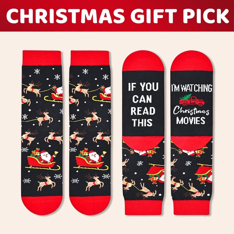 Holiday Movie Socks for Women & Men - Perfect Secret Santa Gift