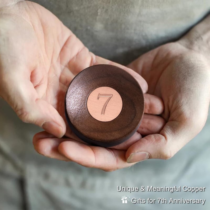 7th Anniversary Copper Gift - Handmade Walnut Wood Ring Dish