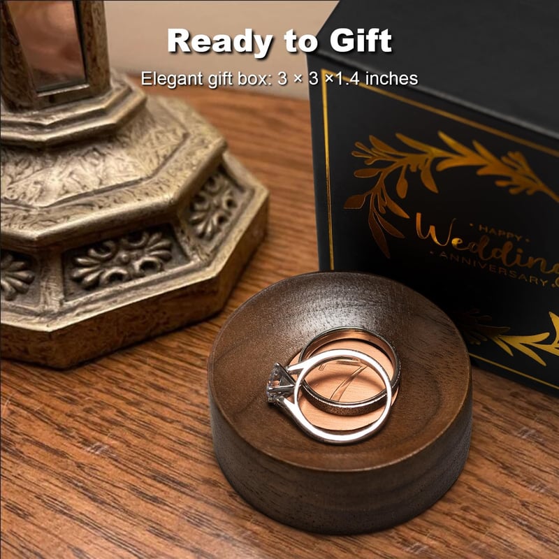 7th Anniversary Copper Gift - Handmade Walnut Wood Ring Dish