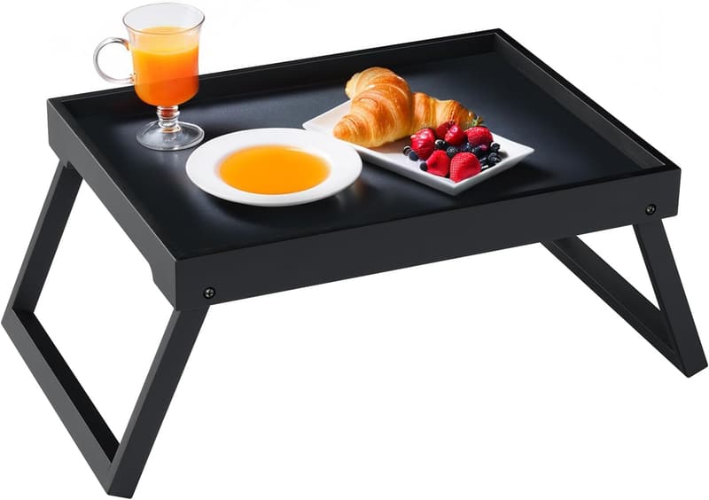 Folding Bamboo Bed Tray Table for Breakfast & Laptop Use
