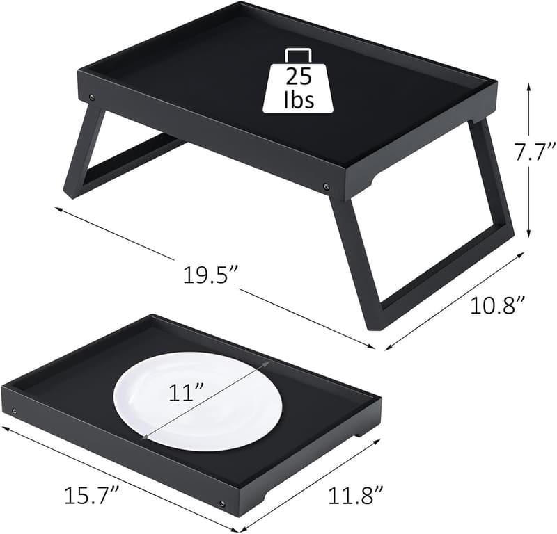 Folding Bamboo Bed Tray Table for Breakfast & Laptop Use