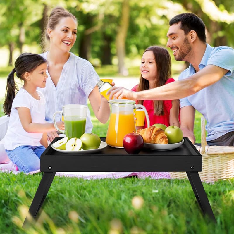 Folding Bamboo Bed Tray Table for Breakfast & Laptop Use