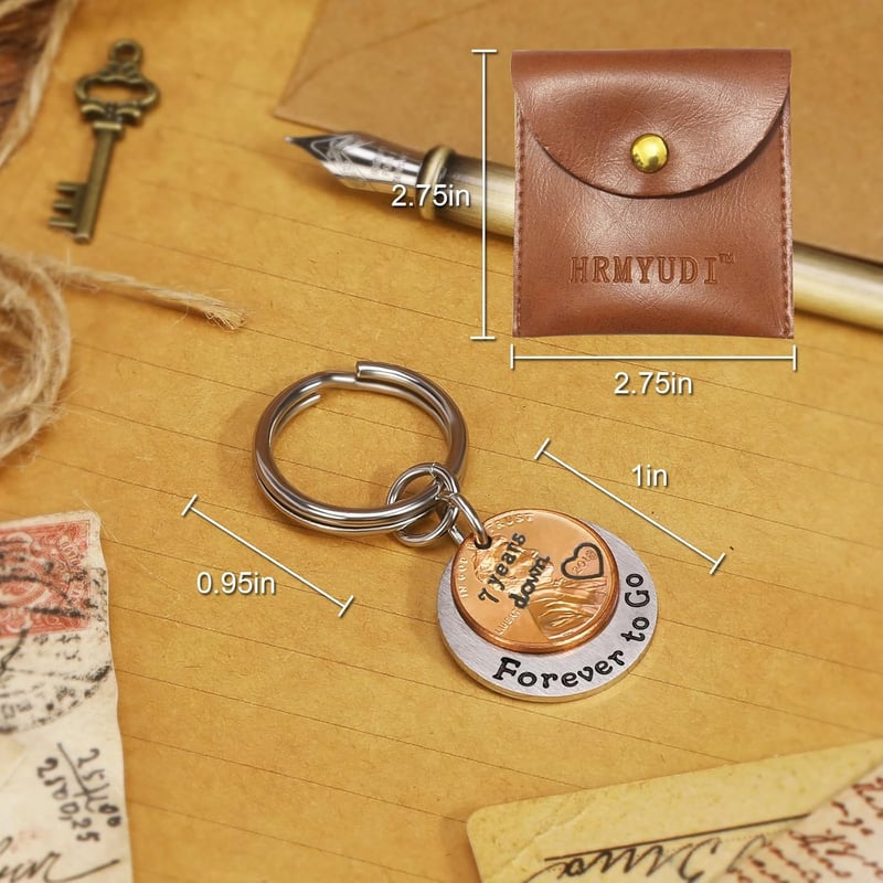 7th Anniversary Copper Keychain with 2018 Penny
