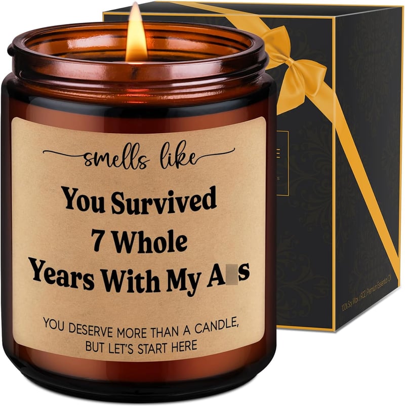 7th Anniversary Copper Candle - Funny Gifts for Couples