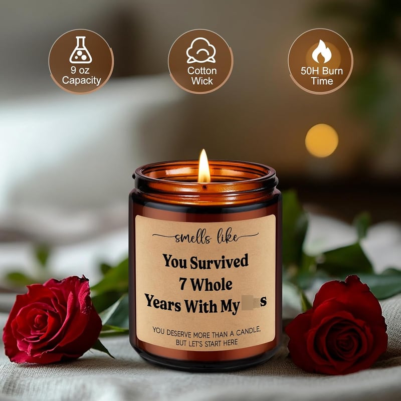 7th Anniversary Copper Candle - Funny Gifts for Couples