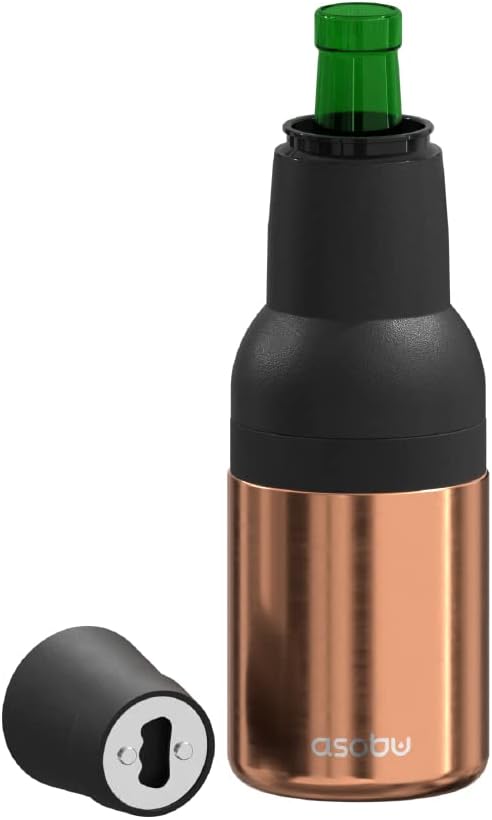 Insulated Beer Can Cooler with Opener - Eco-Friendly Copper