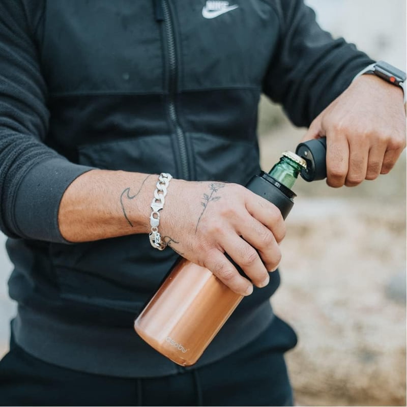 Insulated Beer Can Cooler with Opener - Eco-Friendly Copper
