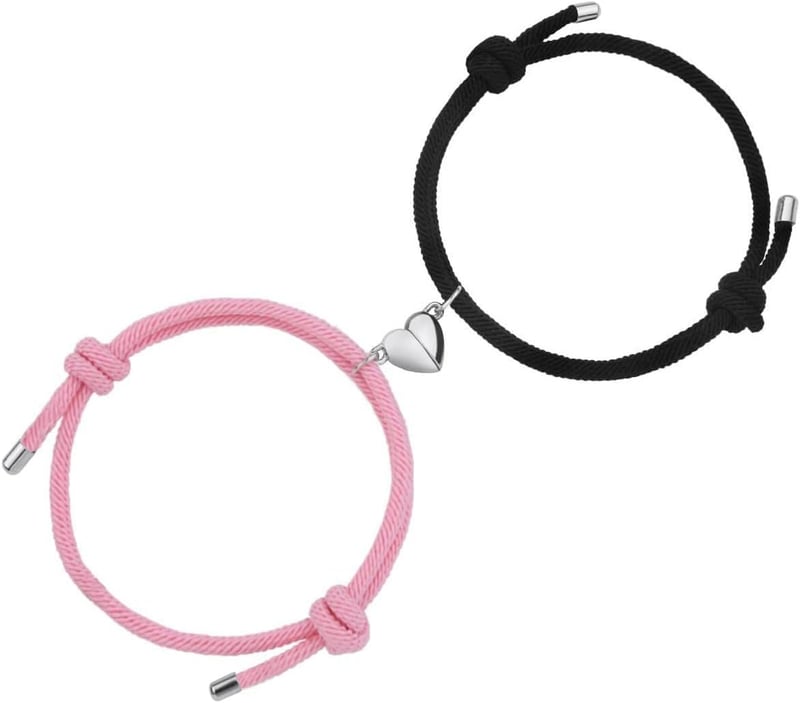 Eternal Love Magnetic Couple Bracelets - Adjustable Black & Pink