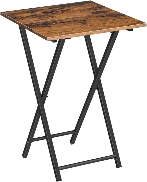 Portable Wooden Folding TV Tray Table for Small Spaces - Rustic Brown/Black