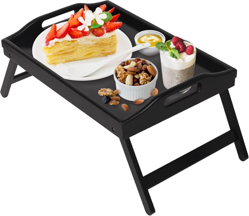 Folding Bed Tray Table with Handles for Eating & Drawing