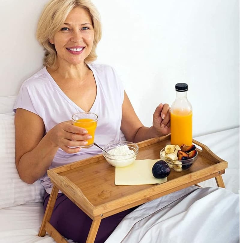 Bamboo Folding Bed Tray Table for Breakfast & Laptop Use