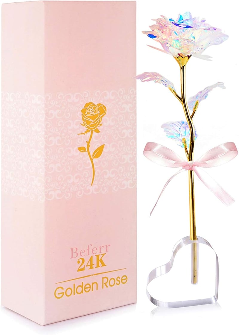 Eternal Galaxy Rose in Heart-Shaped Base - Gift for Moms