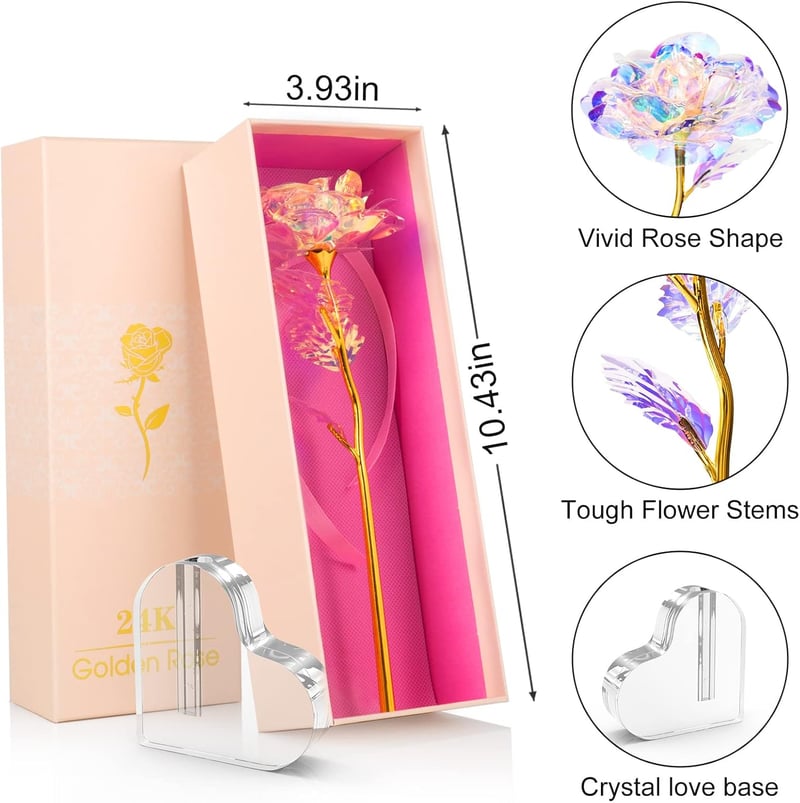 Eternal Galaxy Rose in Heart-Shaped Base - Gift for Moms