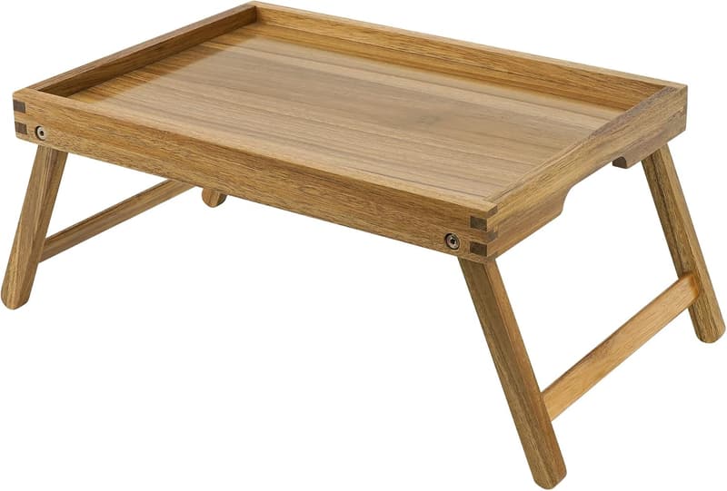 Acacia Wooden Bed Table Tray with Folding Legs