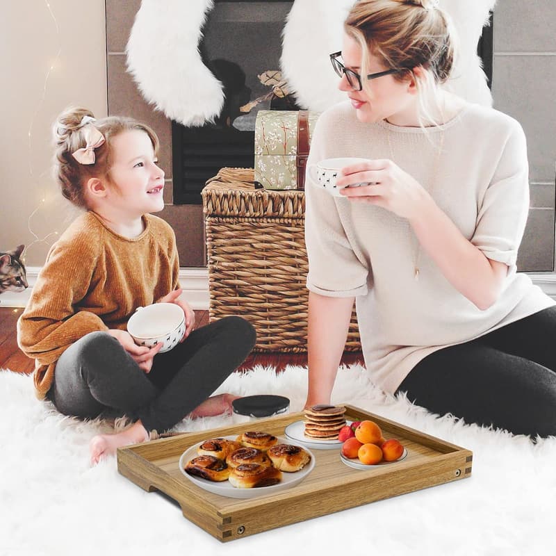 Acacia Wooden Bed Table Tray with Folding Legs