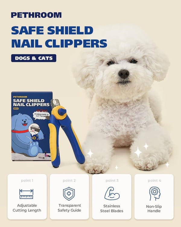 Professional Dog Nail Clipper with Transparent Guard & Adjustable Length