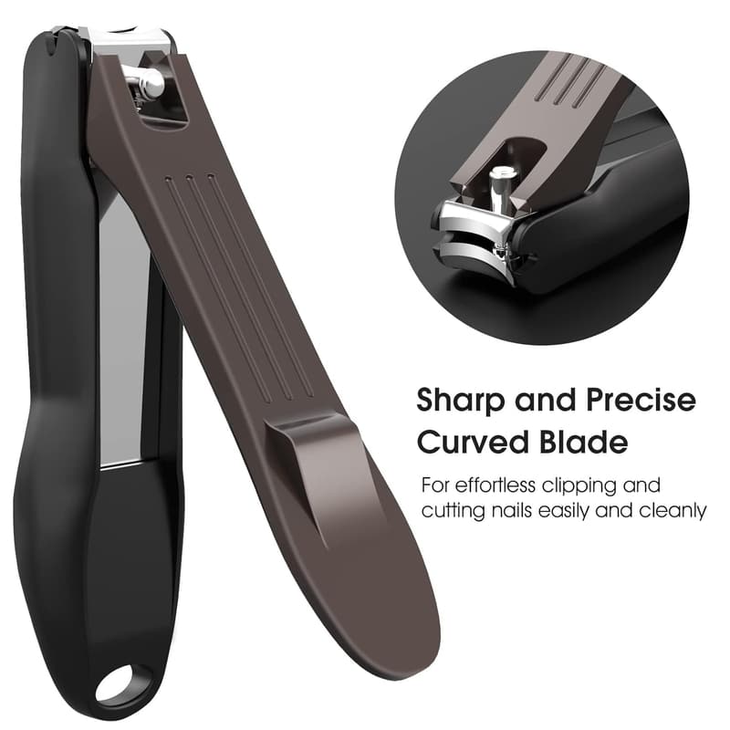 Nail Clippers Set with No-Splash Storage Box & Leather Case