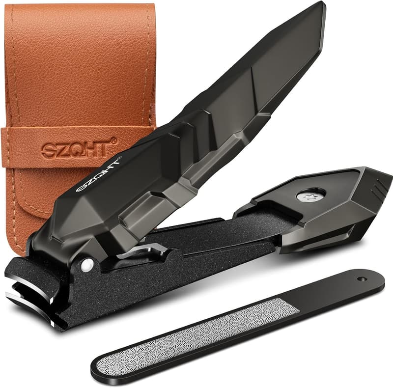 Durable Nail Clipper Set with Catcher and File for Thick Nails