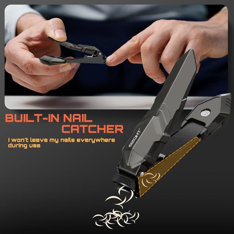 Durable Nail Clipper Set with Catcher and File for Thick Nails