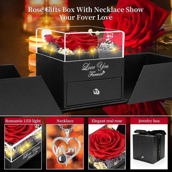Mother's Day Gift: Preserved Red Roses & 