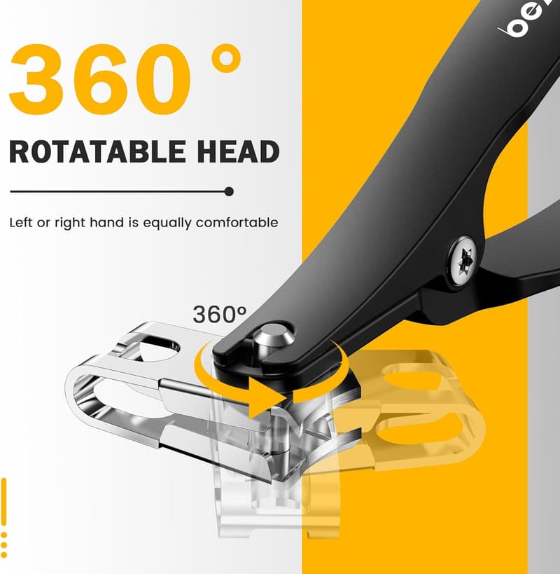 Ergonomic Long Handle Toenail Clippers for Seniors - Black