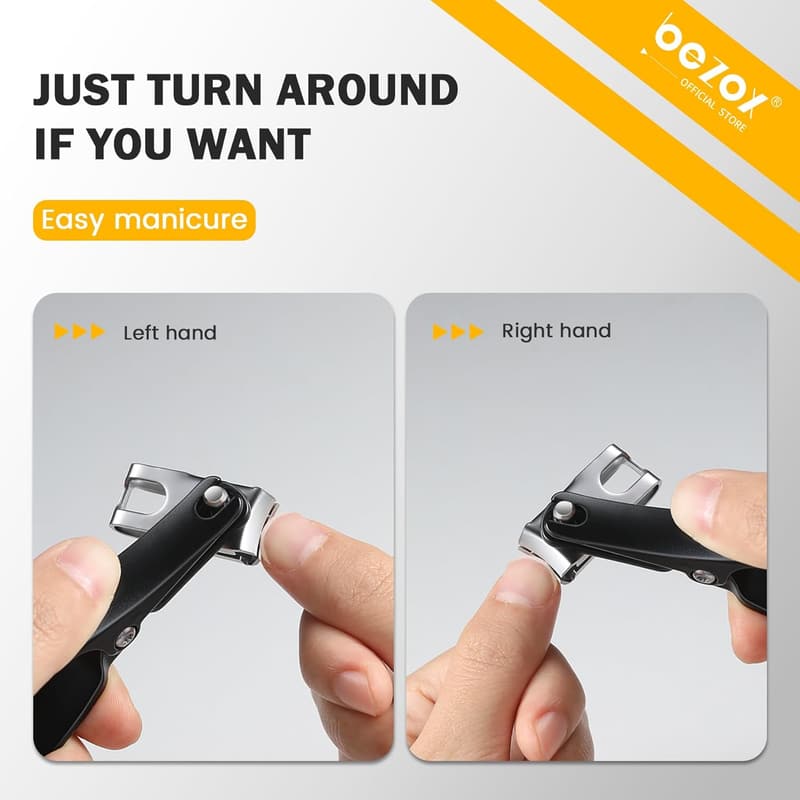 Ergonomic Long Handle Toenail Clippers for Seniors - Black