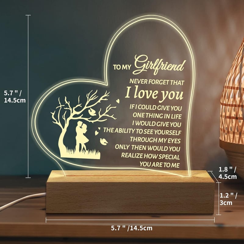 Valentine's Day Acrylic Engraved Night Light for Girlfriend