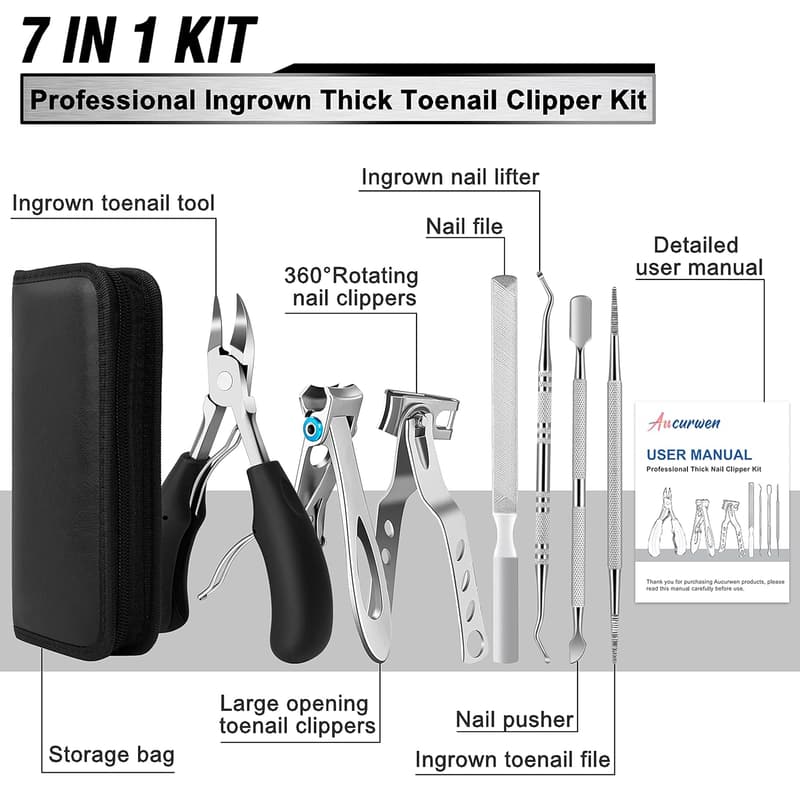 Heavy Duty Toenail Clippers for Seniors - 7-Piece Set