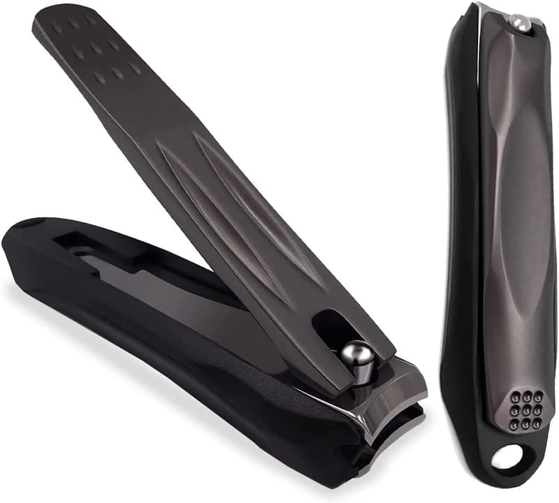 Black Stainless Steel Nail Clippers with Catcher