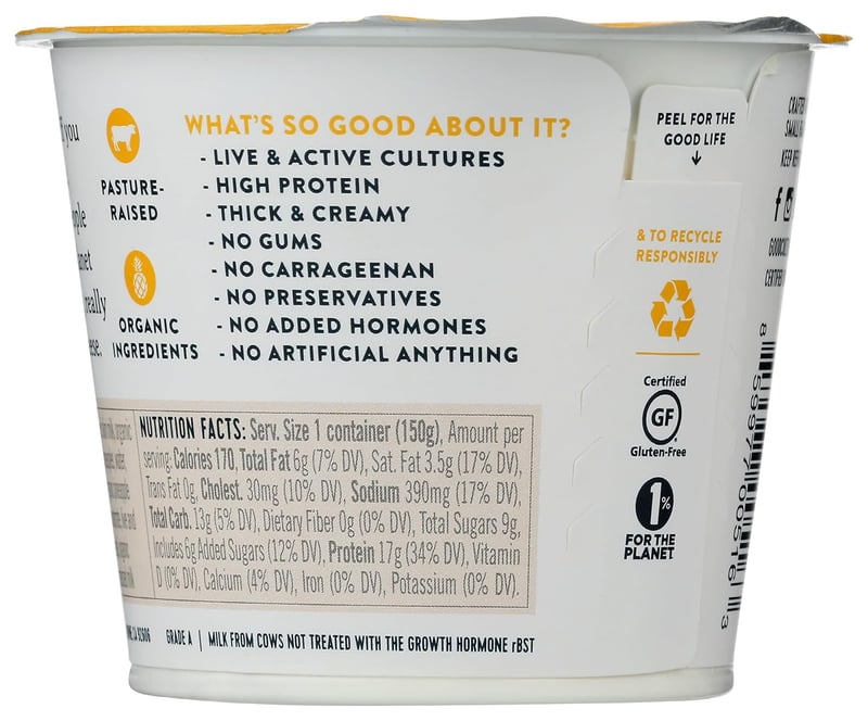 Organic Pineapple Cottage Cheese, 4% Fat - 5.3 oz