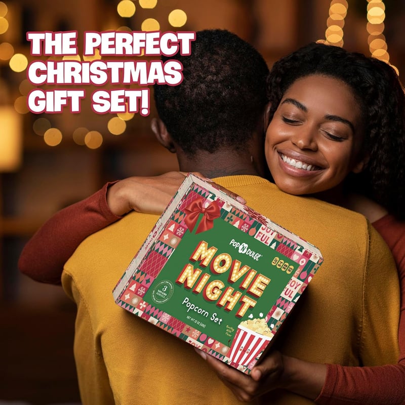 Christmas Movie Night Gift Basket - 10 Gourmet Popcorns & Flavorings