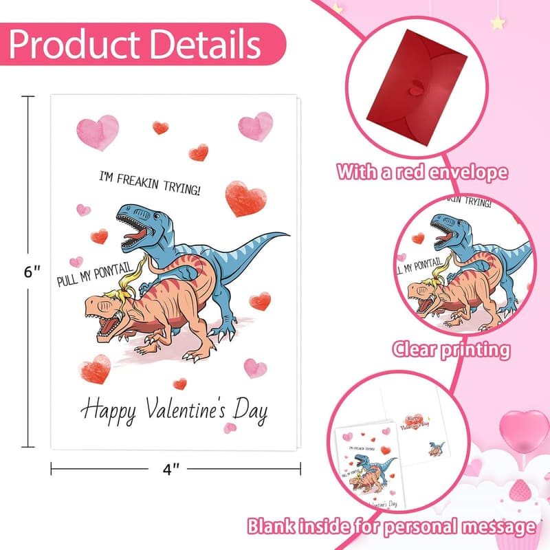 Funny Valentine's Day Greeting Cards for Couples with Envelopes