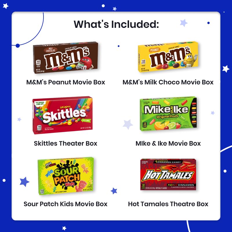 Movie Night Gift Basket with Candy, Popcorn & Snacks