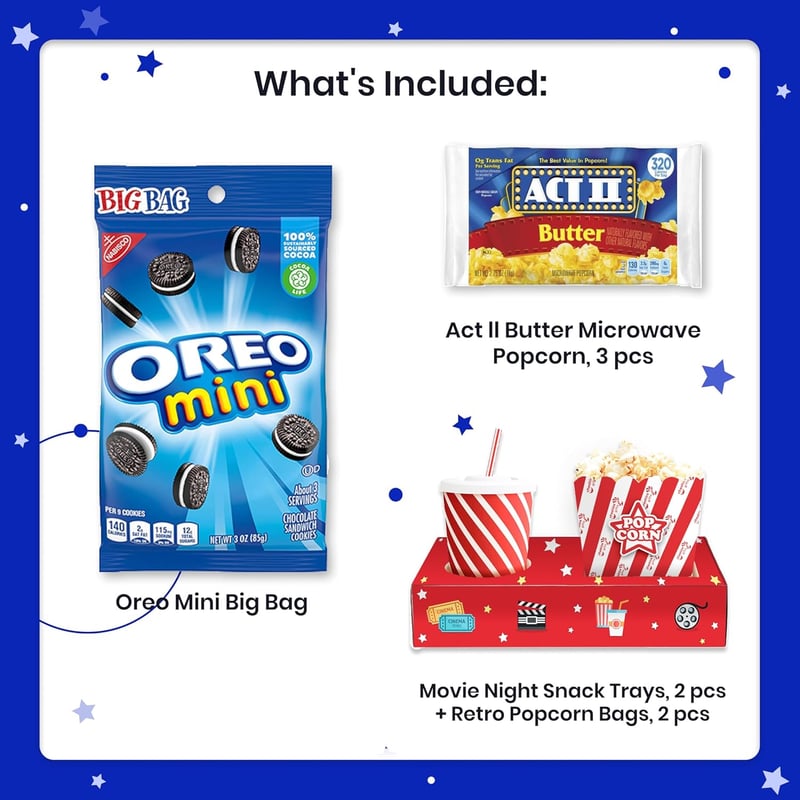 Movie Night Gift Basket with Candy, Popcorn & Snacks