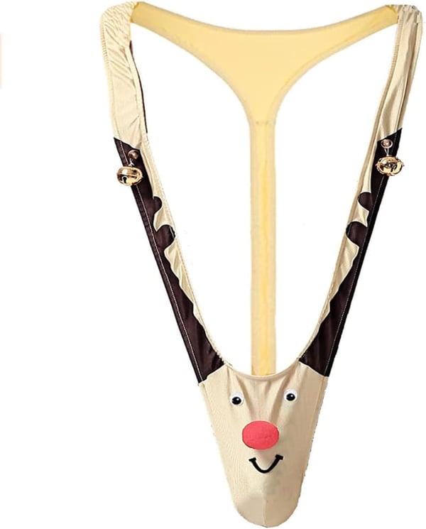 Funny Men's Reindeer Mankini Thong - Naughty Gift for Adults