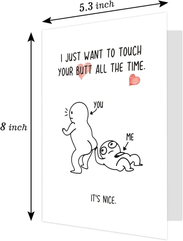 Valentine's Day Funny Card for Couples - Touch My Butt Design
