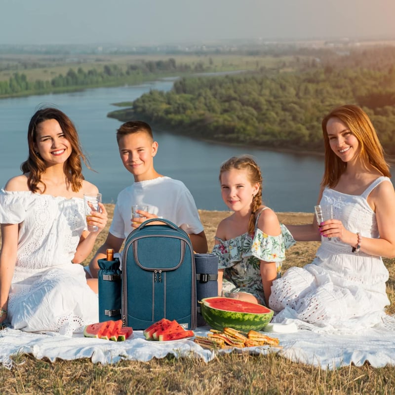 Picnic Basket Backpack for 4 with Cooler & Cutlery Set