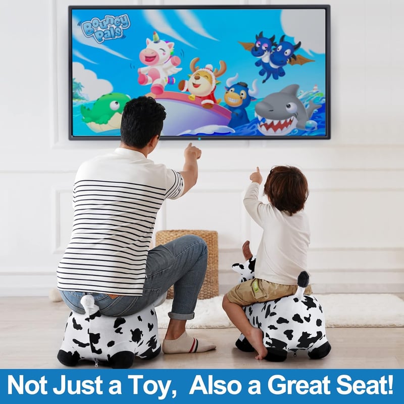 Toddler Bouncy Cow Hopper Toy - Plush Ride-On for 1-4 Years