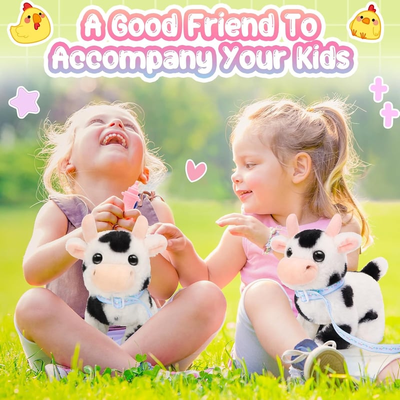 Interactive Plush Cow Toy for Kids - Sounds & Movements