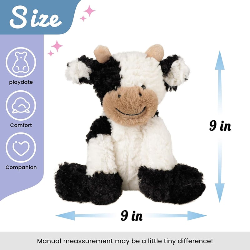 Cute Plush Cow Stuffed Animal – Adorable Gift for Kids, 9''
