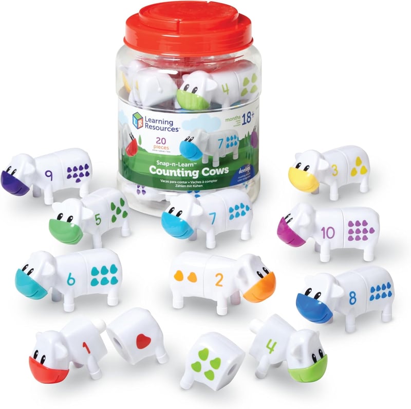 Counting Cows Toy Set for Toddlers - 20 Pieces, Develops Color Recognition