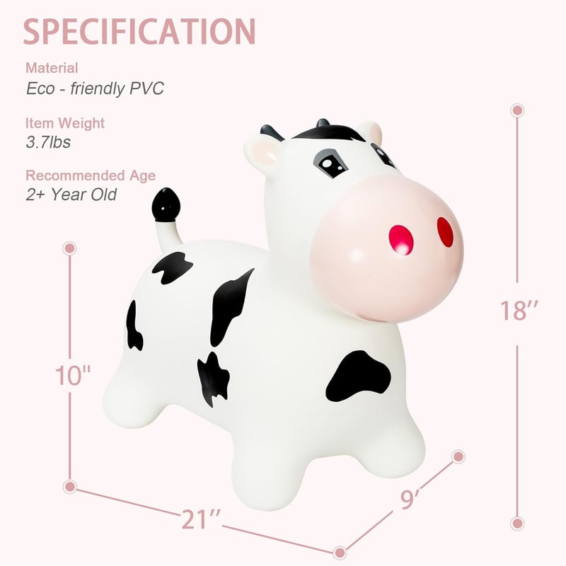 Kids' Inflatable Bouncy Cow Toy for 2-4 Year Olds Birthday